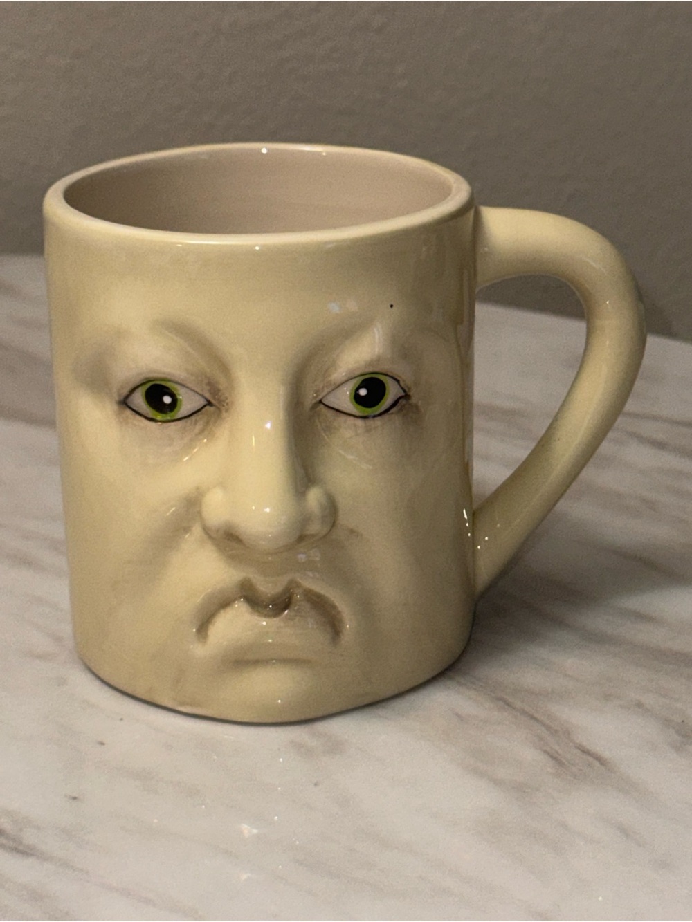 Gallerie II Joe Spencer Gathered Traditions Beige Face Ceramic Coffee Mug Handle